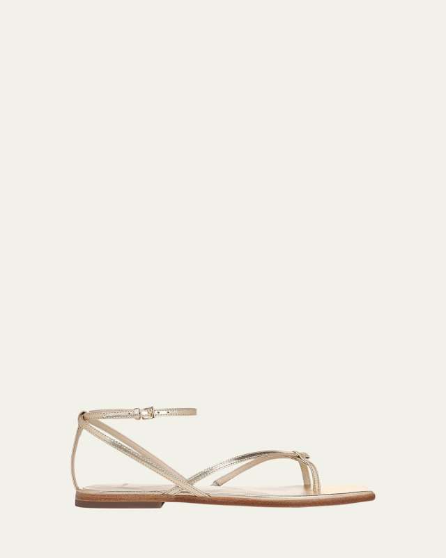 Ali Metallic Crisscross Flat Sandals